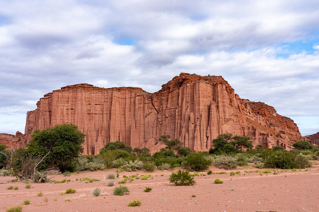 The Wall, a geologic feature of eroded Talampaya Formation sandstone in Talampaya National Park, Argentina.