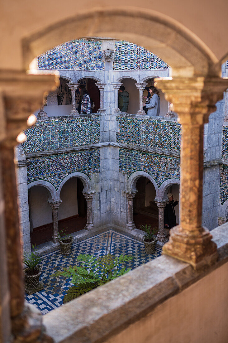 Manueline Cloister at Park and National Palace of Pena (Palacio de la Pena), Sintra, Portugal