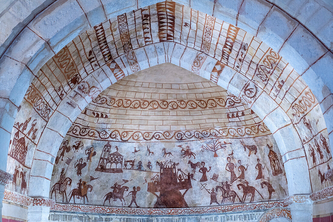 medieval paintings, Church of our Lady Assumption. Alaitza. alava. Basque Country. Spain