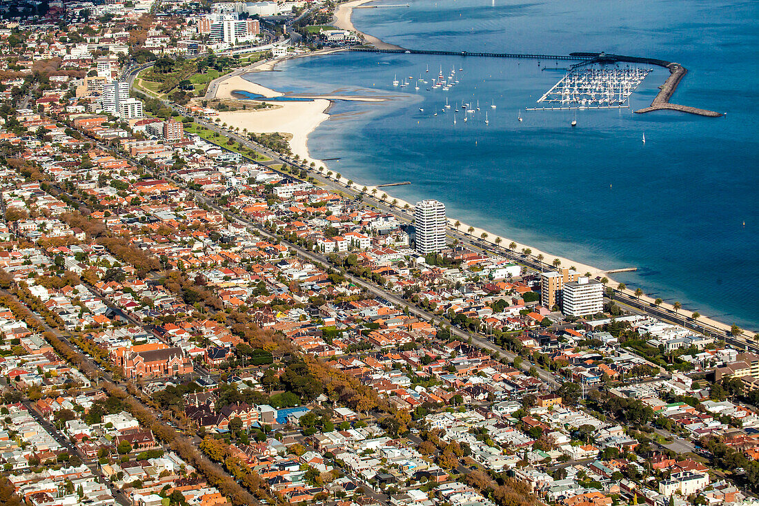 Aerial view of Middle Park in Melbourne, Australia