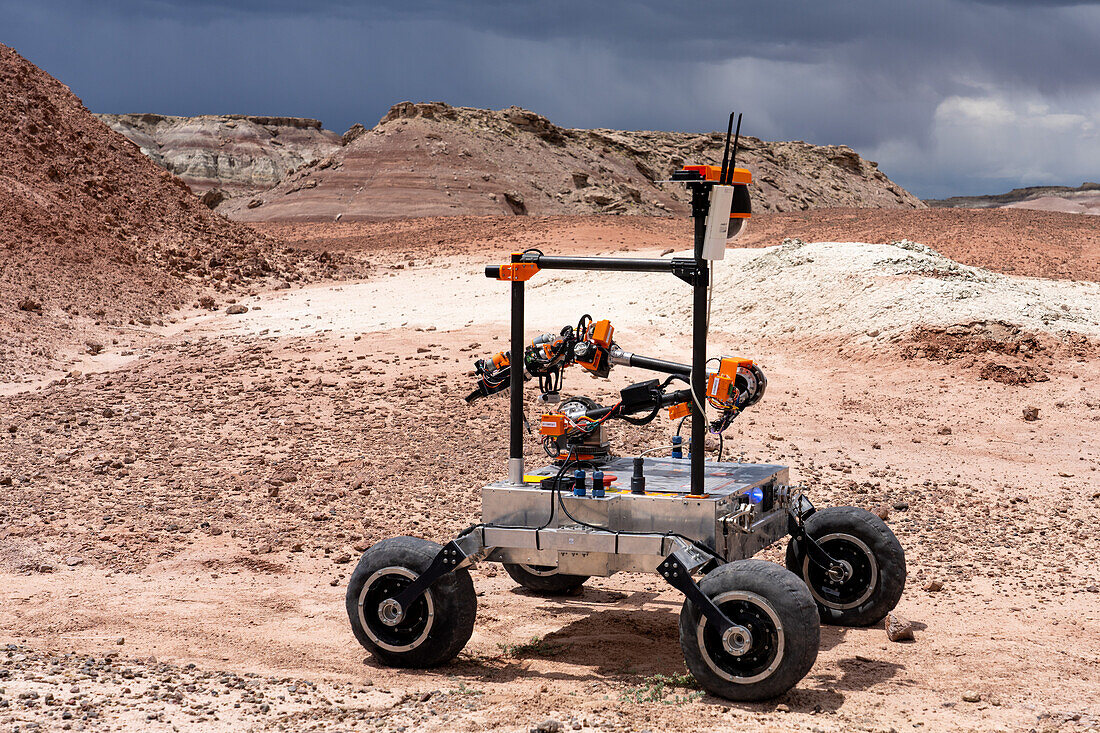 Mars Rover des Project Scorpio Teams. University Rover Challenge, Mars Desert Research Station, Utah. Breslauer Universität für Wissenschaft und Technologie, Polen.