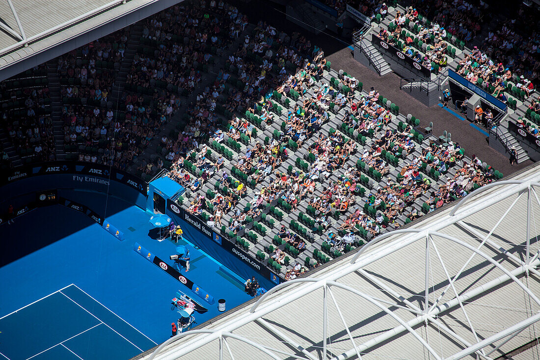 Aerial view of the Australian Open Tennis tournament, Melbourne, Australia.