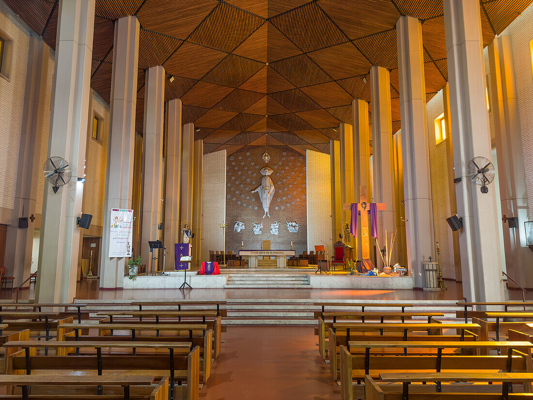 The nave of the very modern San Juan de Cuyo Cathedral in San Juan, Argentina.