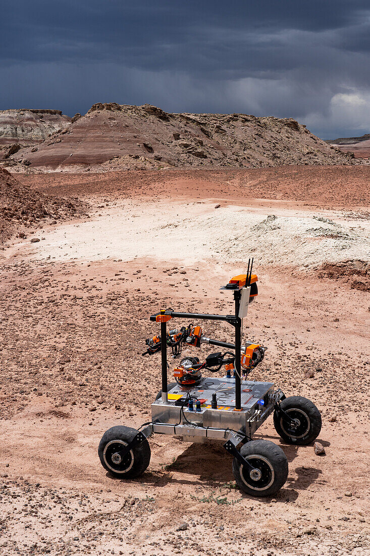 Mars Rover des Project Scorpio Teams. Universität Rover Challenge, Mars Desert Research Station, Utah. Breslauer Universität für Wissenschaft und Technologie, Polen.