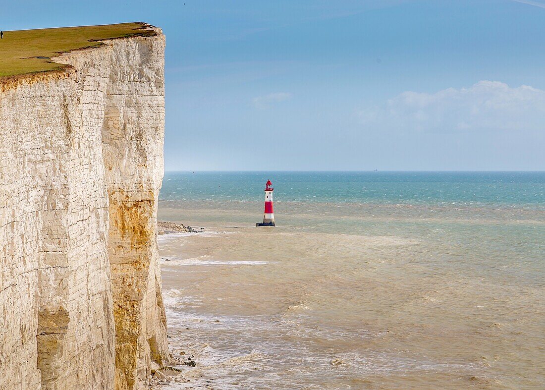 Beachy Head and the Beachy Head lighthouse, near Eastbourne, South Downs National Park, East Sussex, England, United Kingdom, Europe