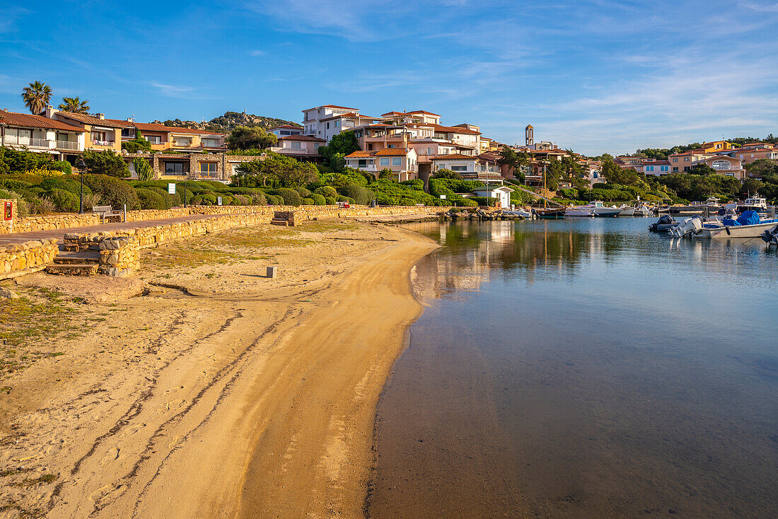 View of beach in Marina di Porto Rotondo, Porto Rotondo, Sardinia, Italy, Mediterranean, Europe