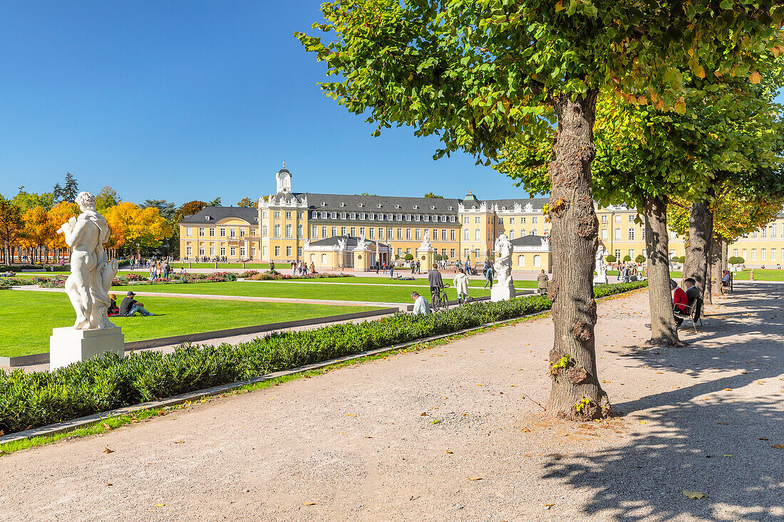 Karlsruhe Palace with Palace Square, Karlsruhe, Baden-Wurttemberg, Germany, Europe