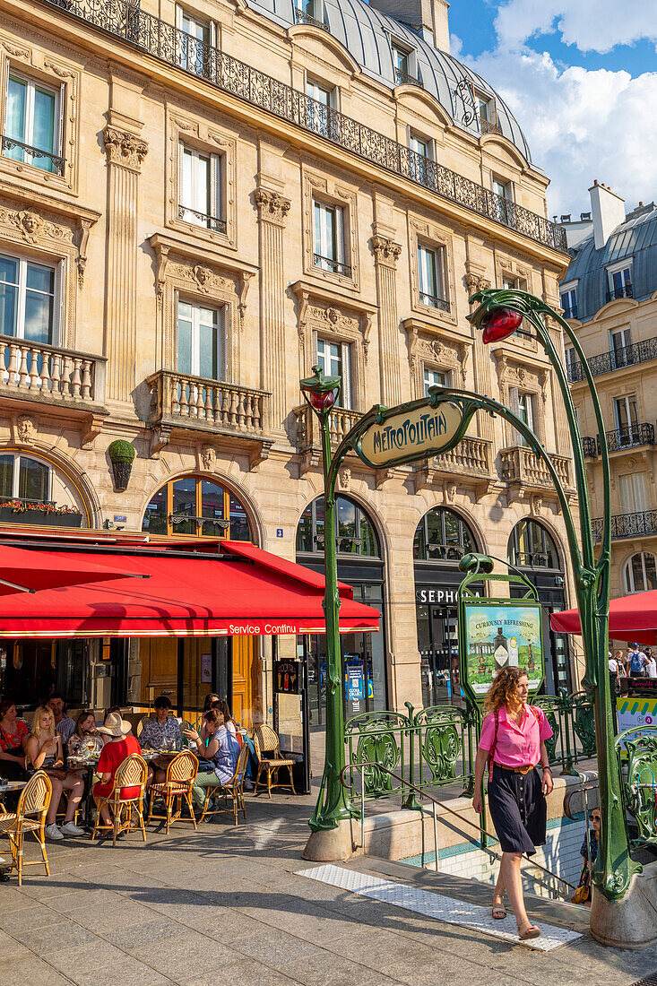 Metro Sign at St. Michel, Paris, France, Europe