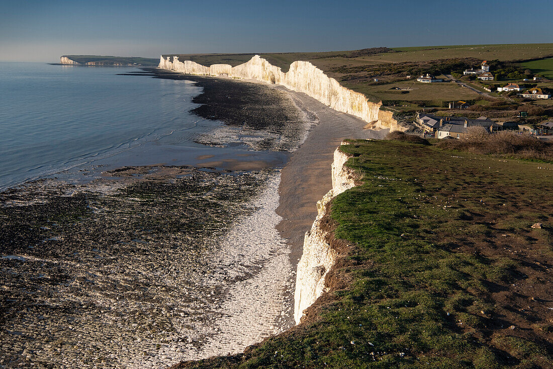 The Seven Sisters chalk cliffs, Birling Gap, South Downs National Park, East Sussex, England, United Kingdom, Europe