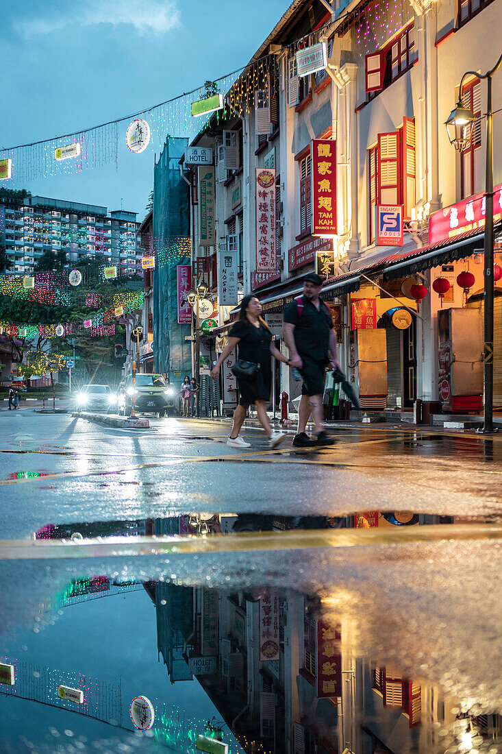 Chinatown in der Abenddämmerung, Singapur, Südostasien, Asien