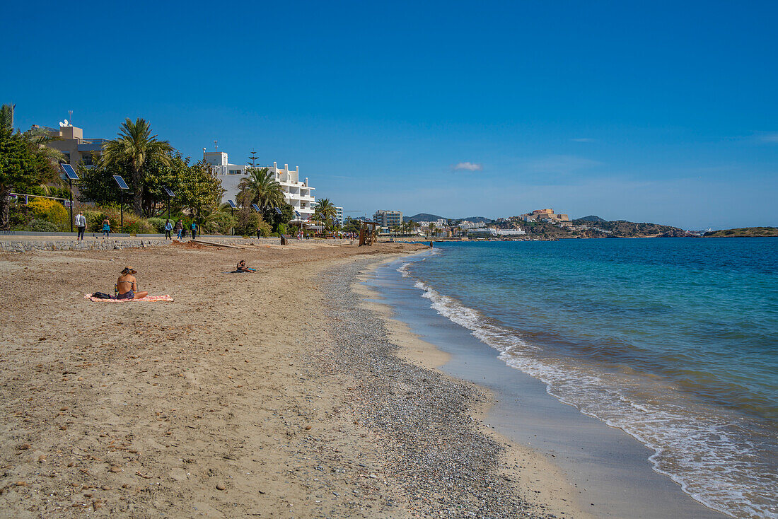 Playa Den Bossa Beach, Ibiza Town, Eivissa, Balearic Islands, Spain, Mediterranean, Europe