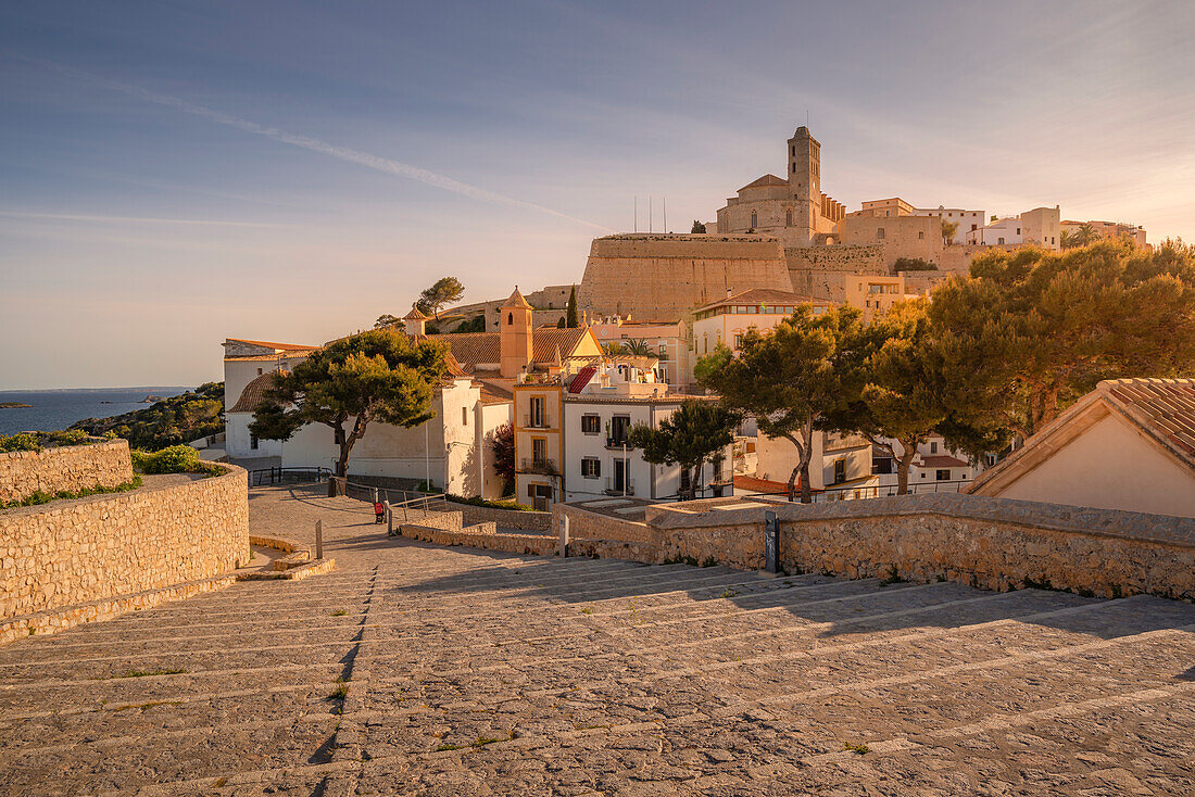 View of Dalt Vila and Cathedral, UNESCO World Heritage Site, Ibiza Town, Eivissa, Balearic Islands, Spain, Mediterranean, Europe