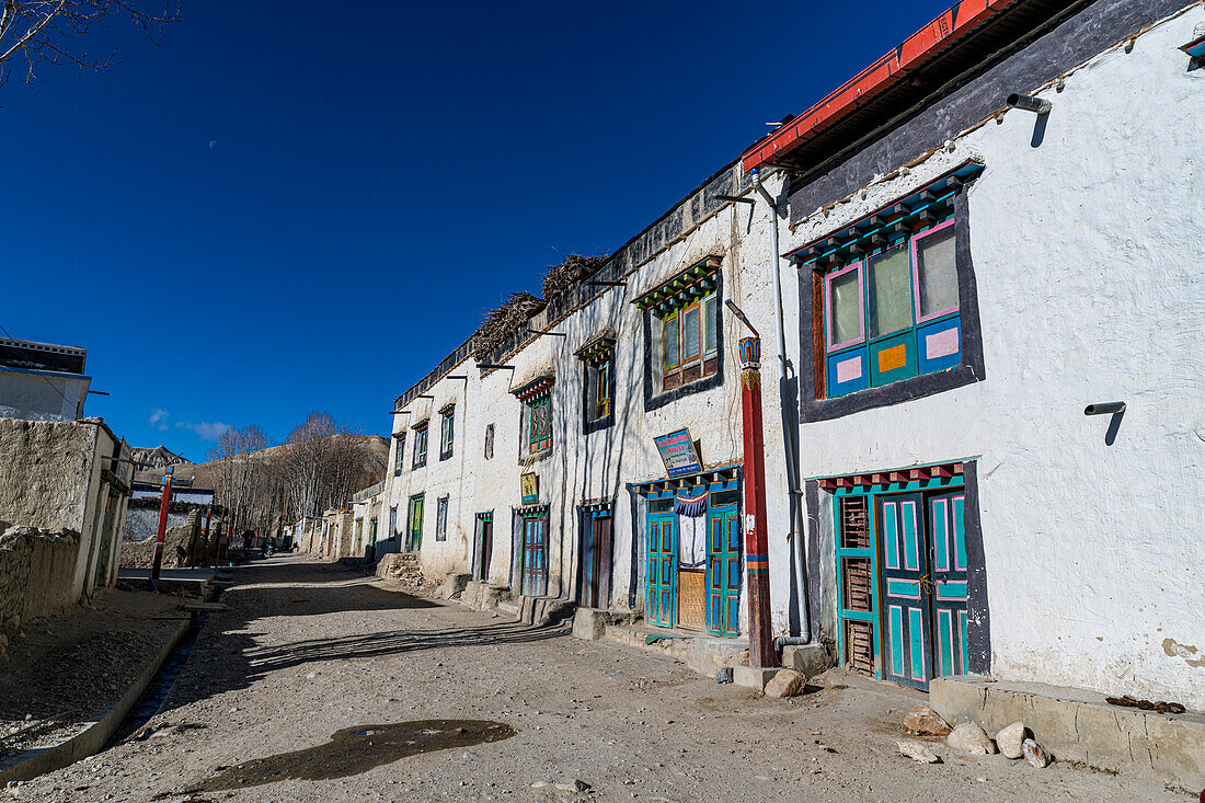Tibetische Häuser in Lo Manthang, Hauptstadt des Königreichs Mustang, Himalaya, Nepal, Asien