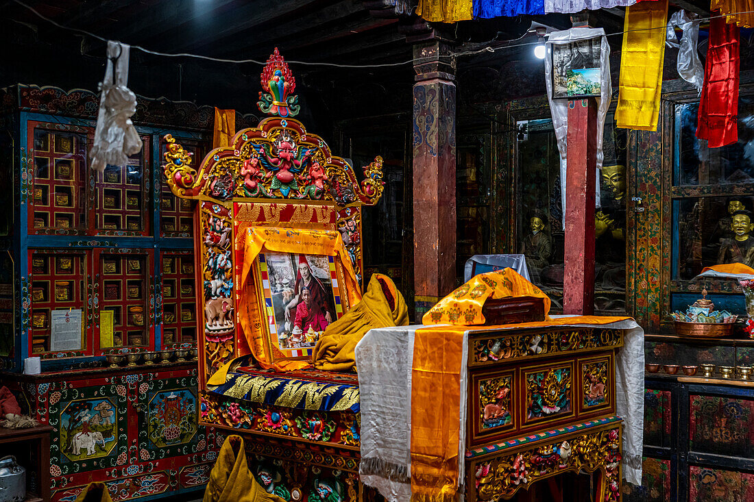 Das Innere des Garphu Klosters, Garphu, Königreich Mustang, Himalaya, Nepal, Asien