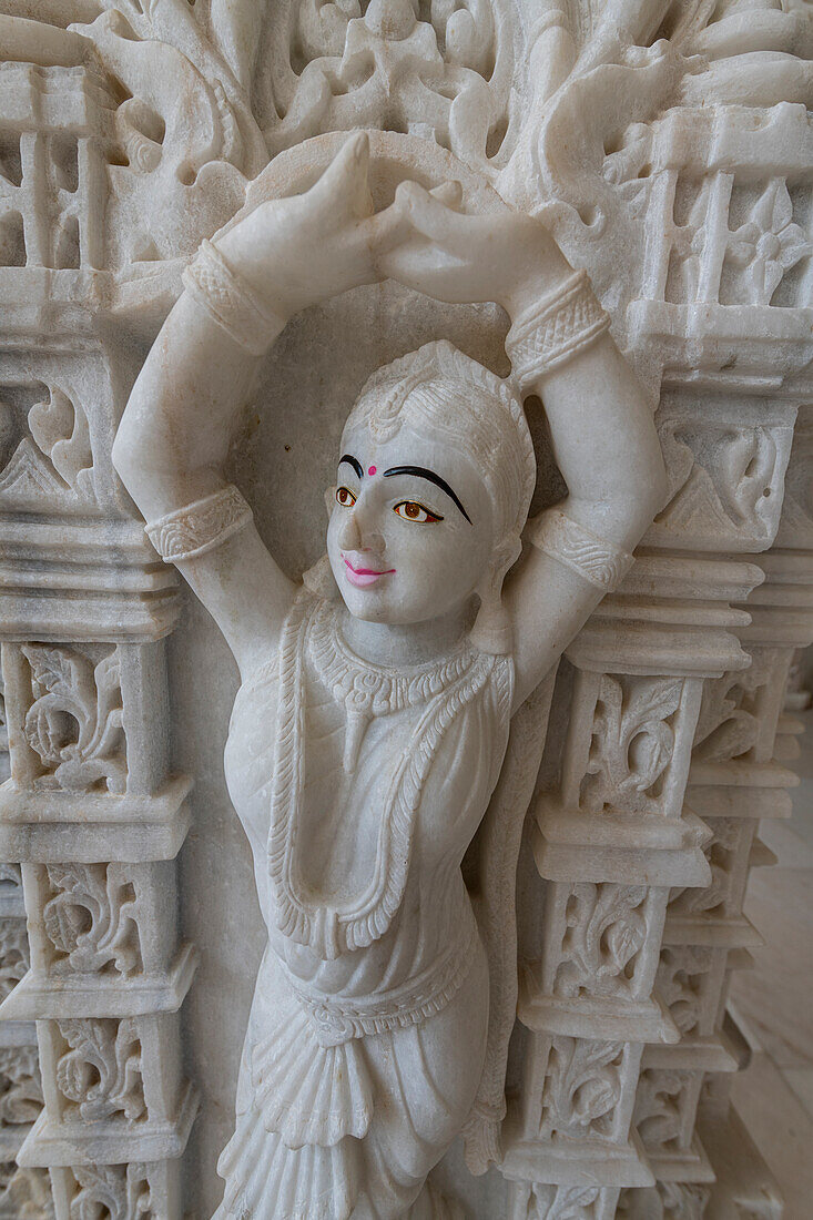 Marmorierter Dharamshala Manilaxmi Tirth Jain-Tempel, Gujarat, Indien, Asien