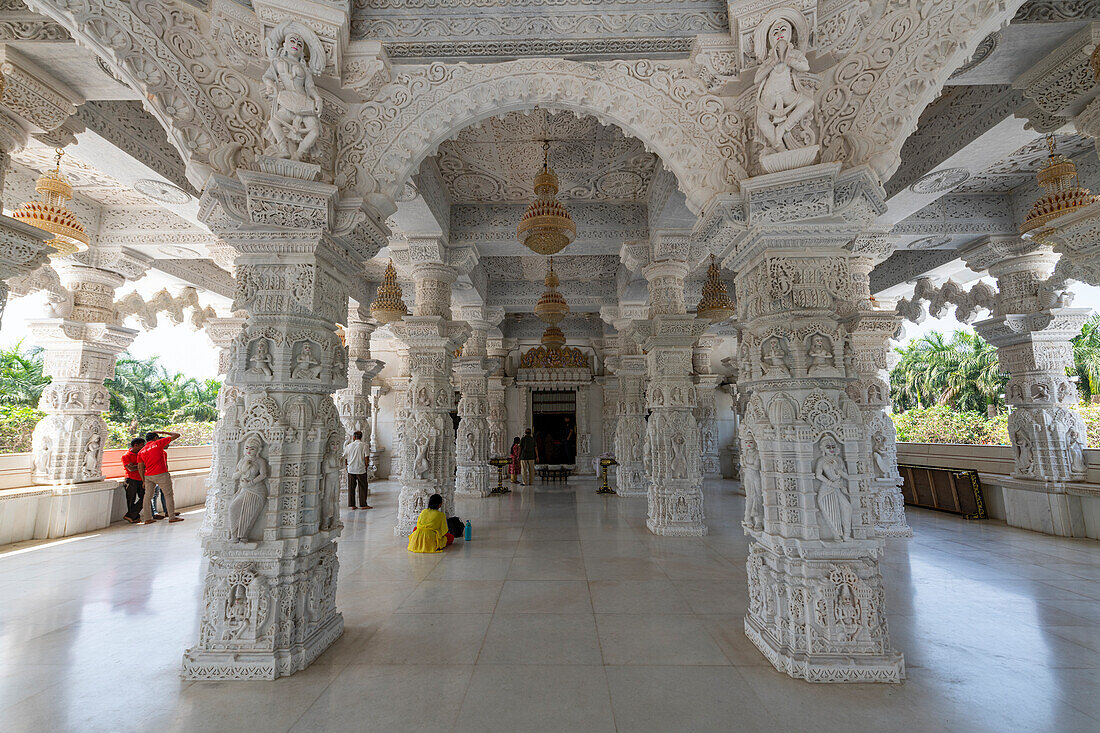Marmorierter Dharamshala Manilaxmi Tirth Jain-Tempel, Gujarat, Indien, Asien