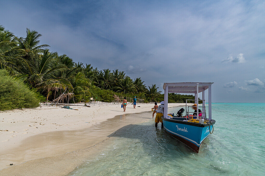 Weißer Sandstrand, Parali 1 Insel, Lakshadweep Inselgruppe, Unionsterritorium von Indien, Indischer Ozean, Asien