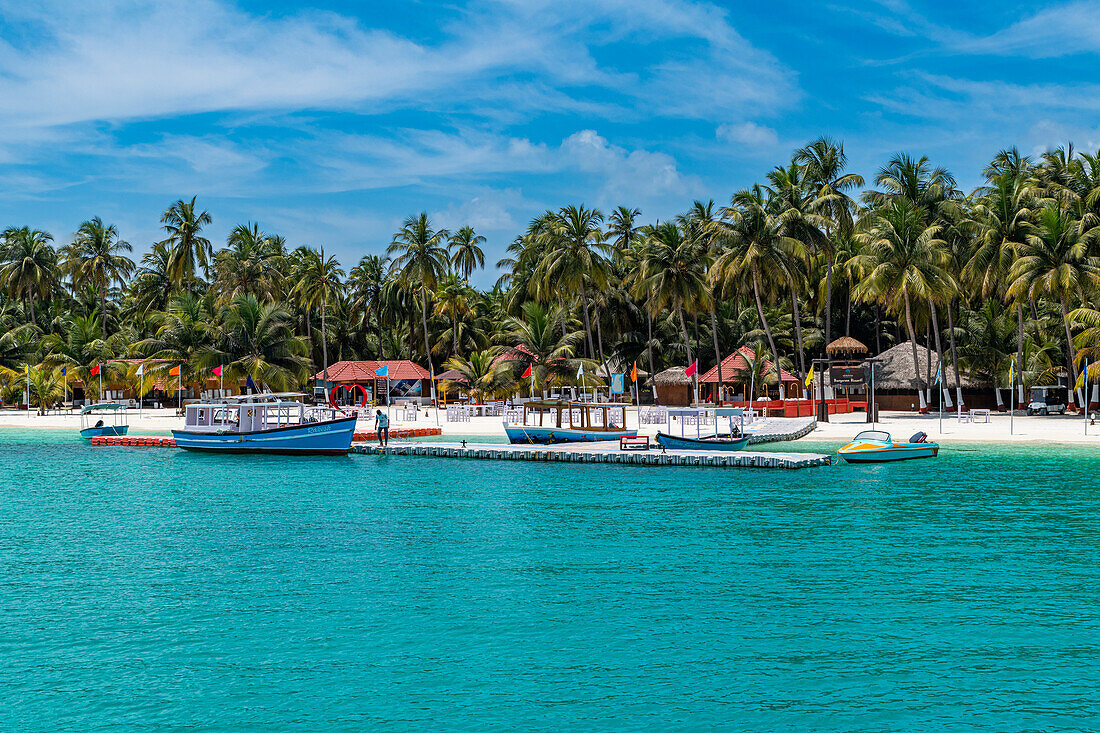 Tourist resort on Bangaram island, Lakshadweep archipelago, Union territory of India, Indian Ocean, Asia