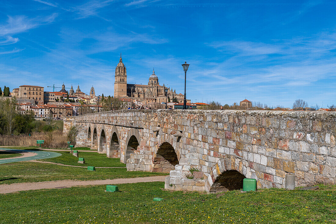 Roman bridge, Salamanca, UNESCO World Heritage Site, Castile and Leon, Spain, Europe