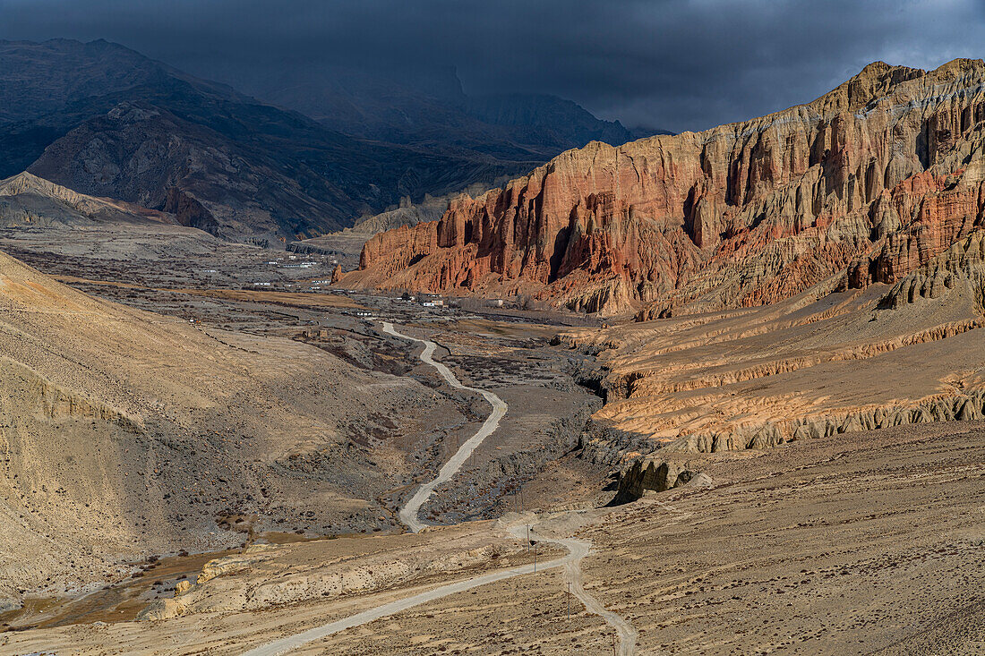 Colourful eroded mountain desert, Kingdom of Mustang, Himalayas, Nepal, Asia