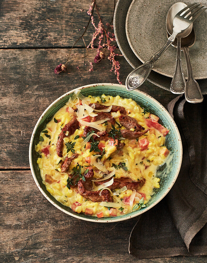 Saffron risotto with veal cutlets (Switzerland)