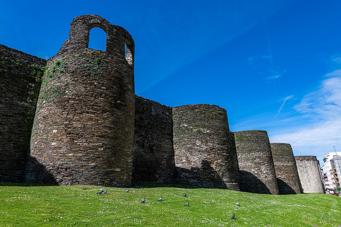 Die römische Stadtmauer von Lugo, UNESCO-Welterbe, Galicien, Spanien, Europa