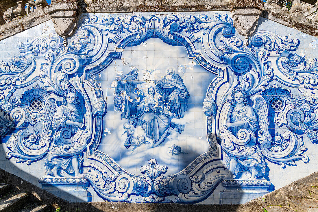 Blaue Kacheln, Wallfahrtskirche Nossa Senhora dos Remedios, Lamego, Fluss Douro, Portugal, Europa