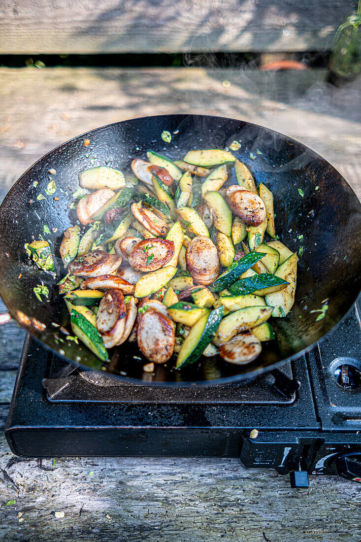 Zucchini with sausage