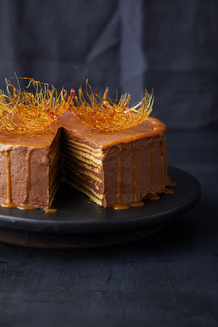 Dobos cake with salted caramel