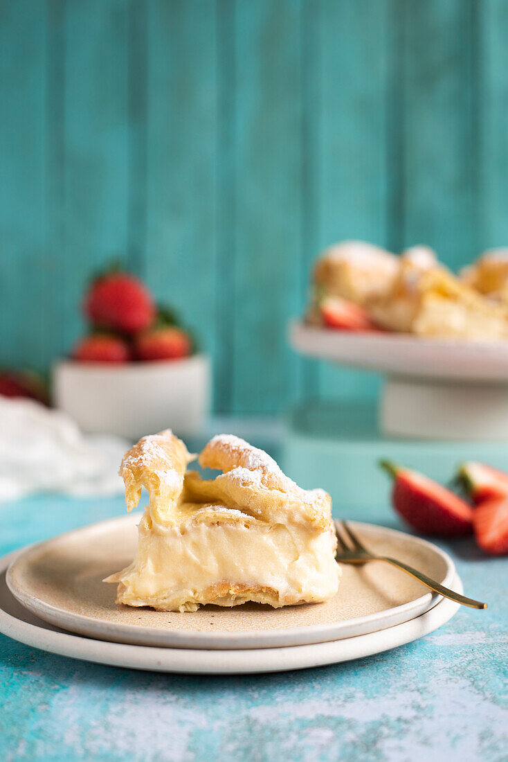 Karpatka (choux pastry with vanilla pudding, Poland)