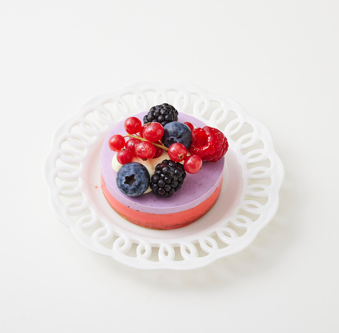 Two-colored Bavarian cream with berries