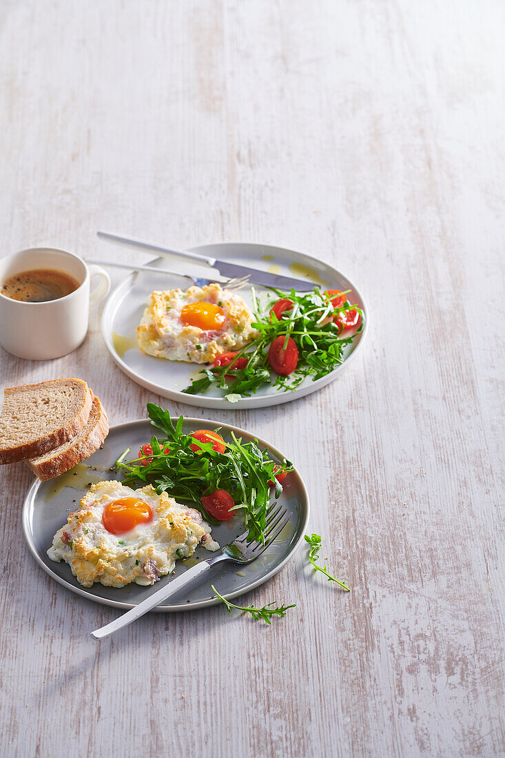 Cloud eggs with bacon