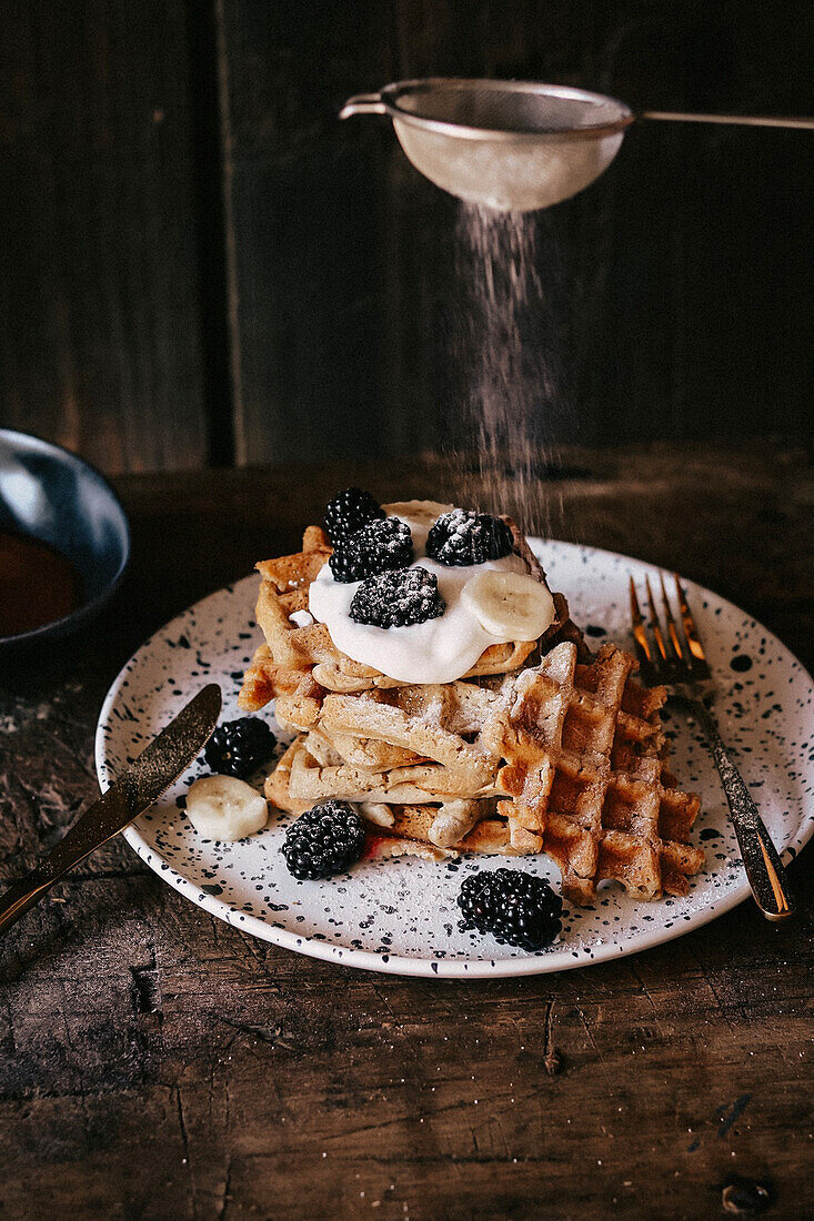 Healthy oatmeal waffles