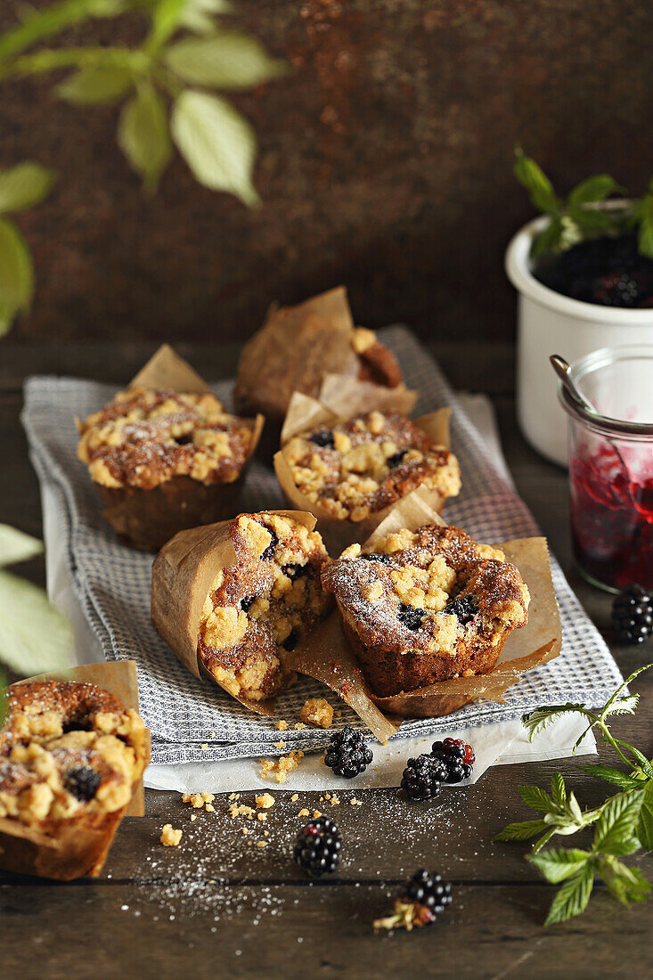 Brombeer-Zimt-Haferflocken-Muffins