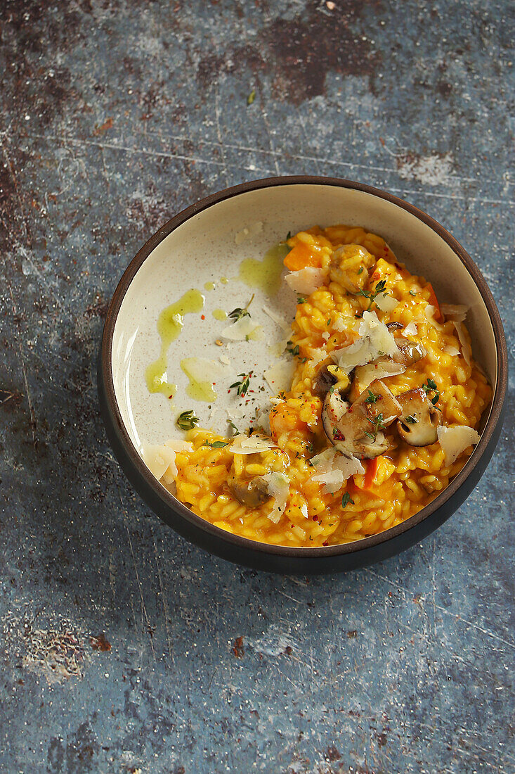 Pumpkin risotto with porcini mushrooms