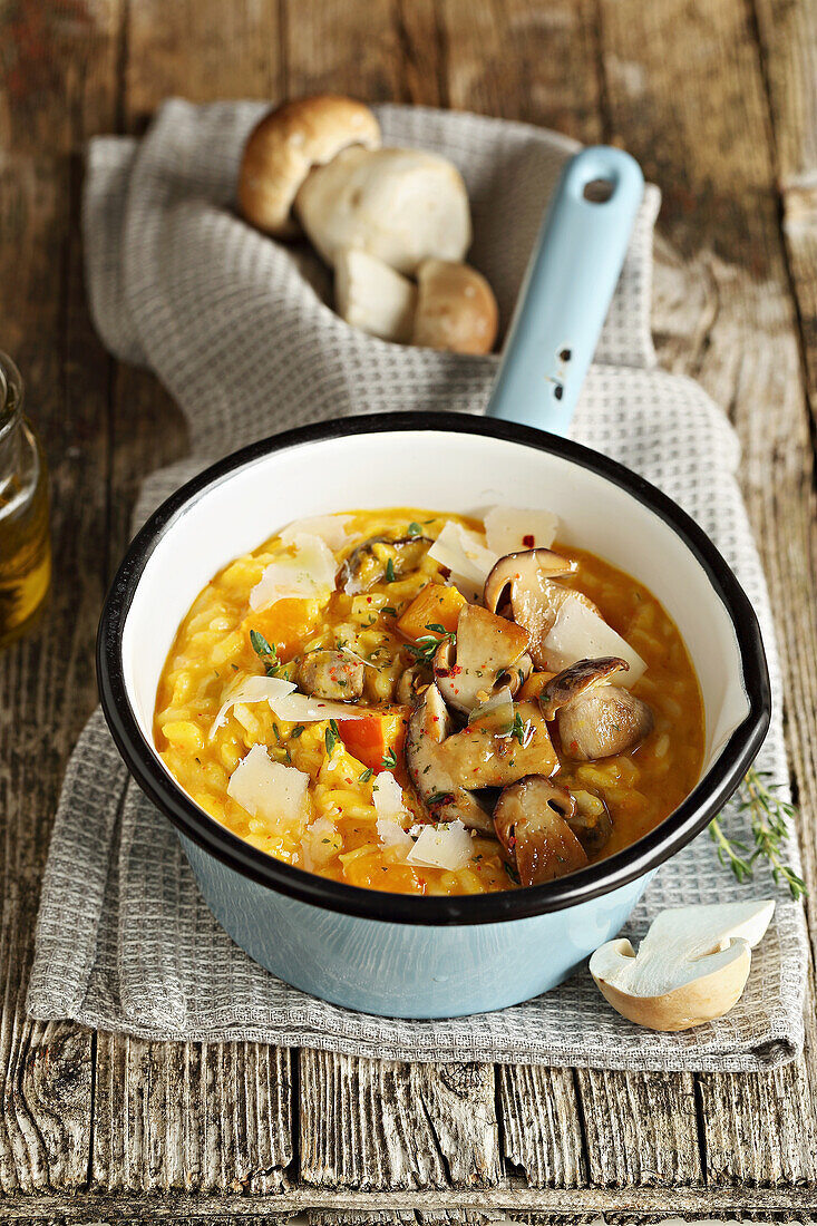 Pumpkin risotto with porcini mushrooms