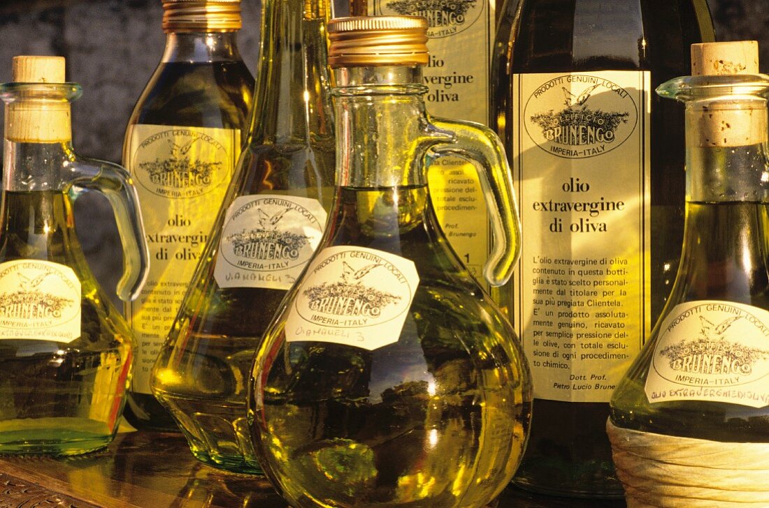 Several Bottles of Extra Virgin Olive Oil