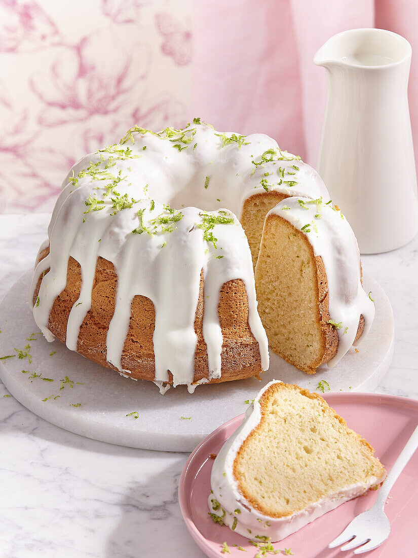 Lime bundt cake with yogurt glaze