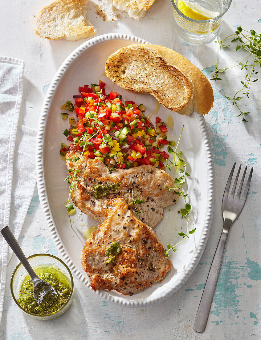 Turkey steak with vegetable tartar