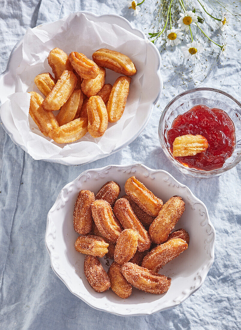 Two bowls of churros bites