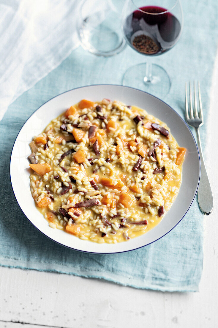 Risotto mit Mora Romagnola-Schinken und Zatta-Melone