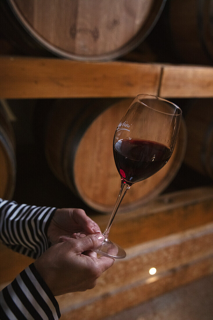 Swirling a glass of red wine