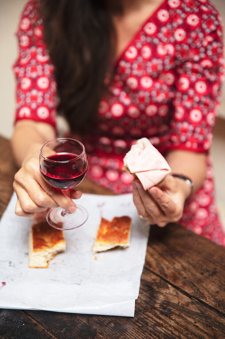 Mortadella and pizza bread (Bologna)