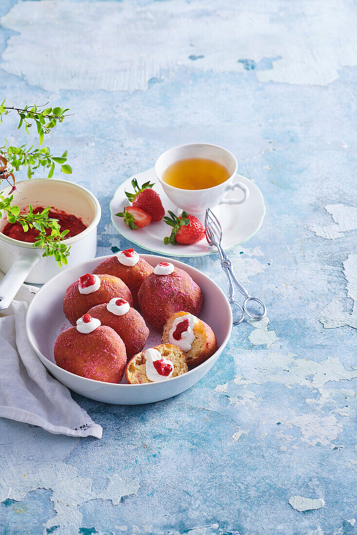 Strawberry cream filled donut holes