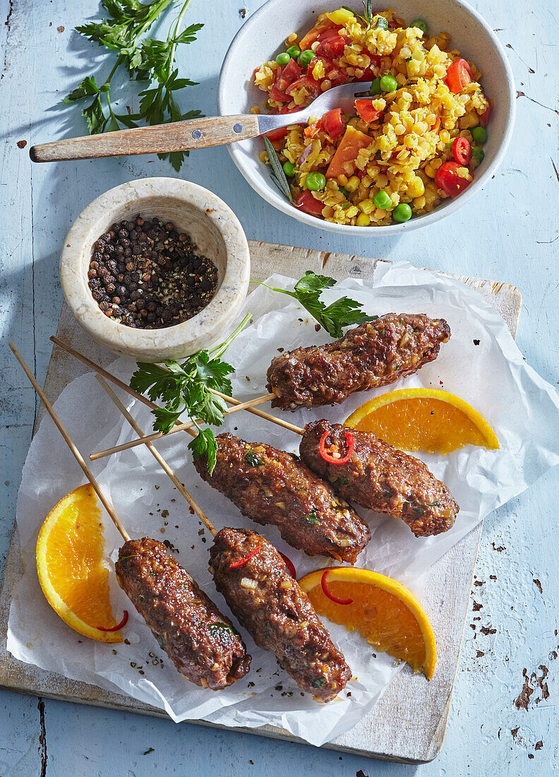 Turkish lamb skewers from the grill