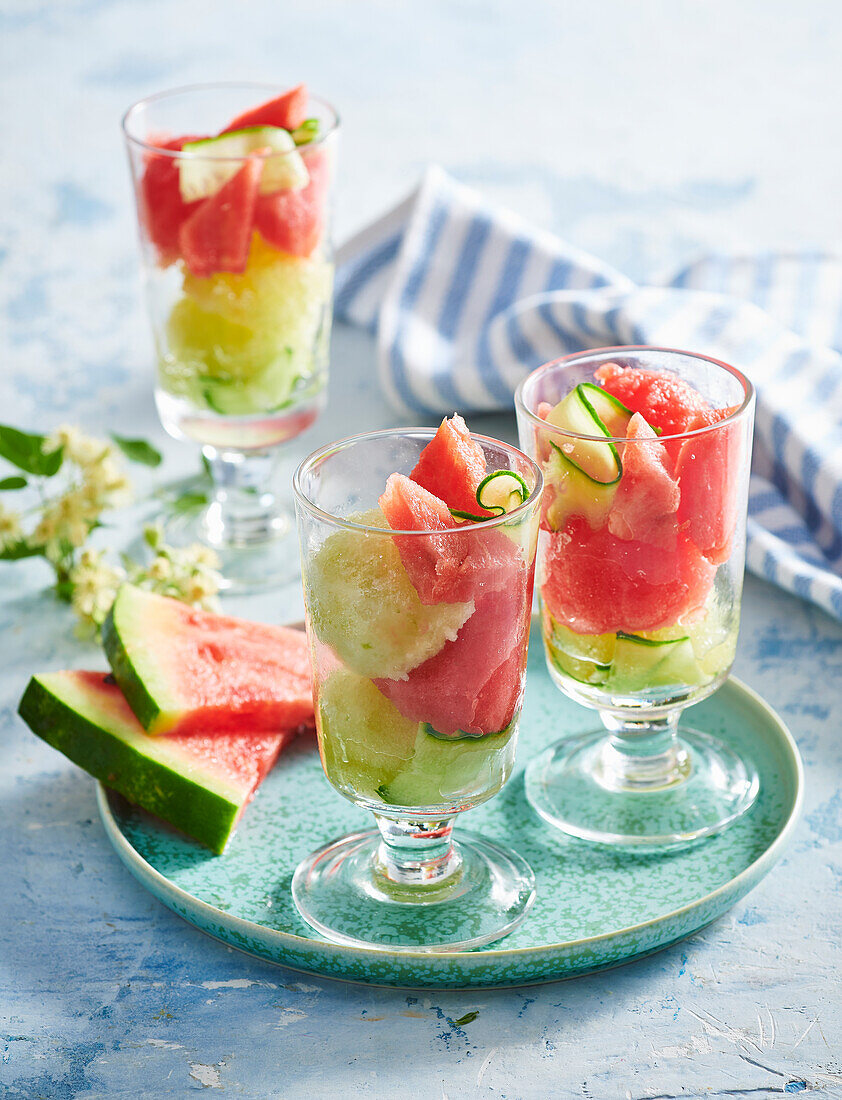 Watermelon and cucumber sorbet