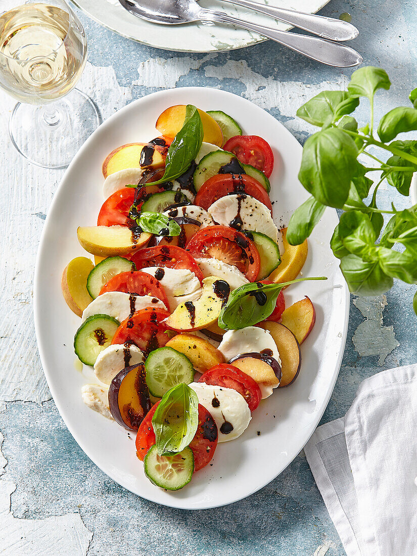 Summer peach caprese salad