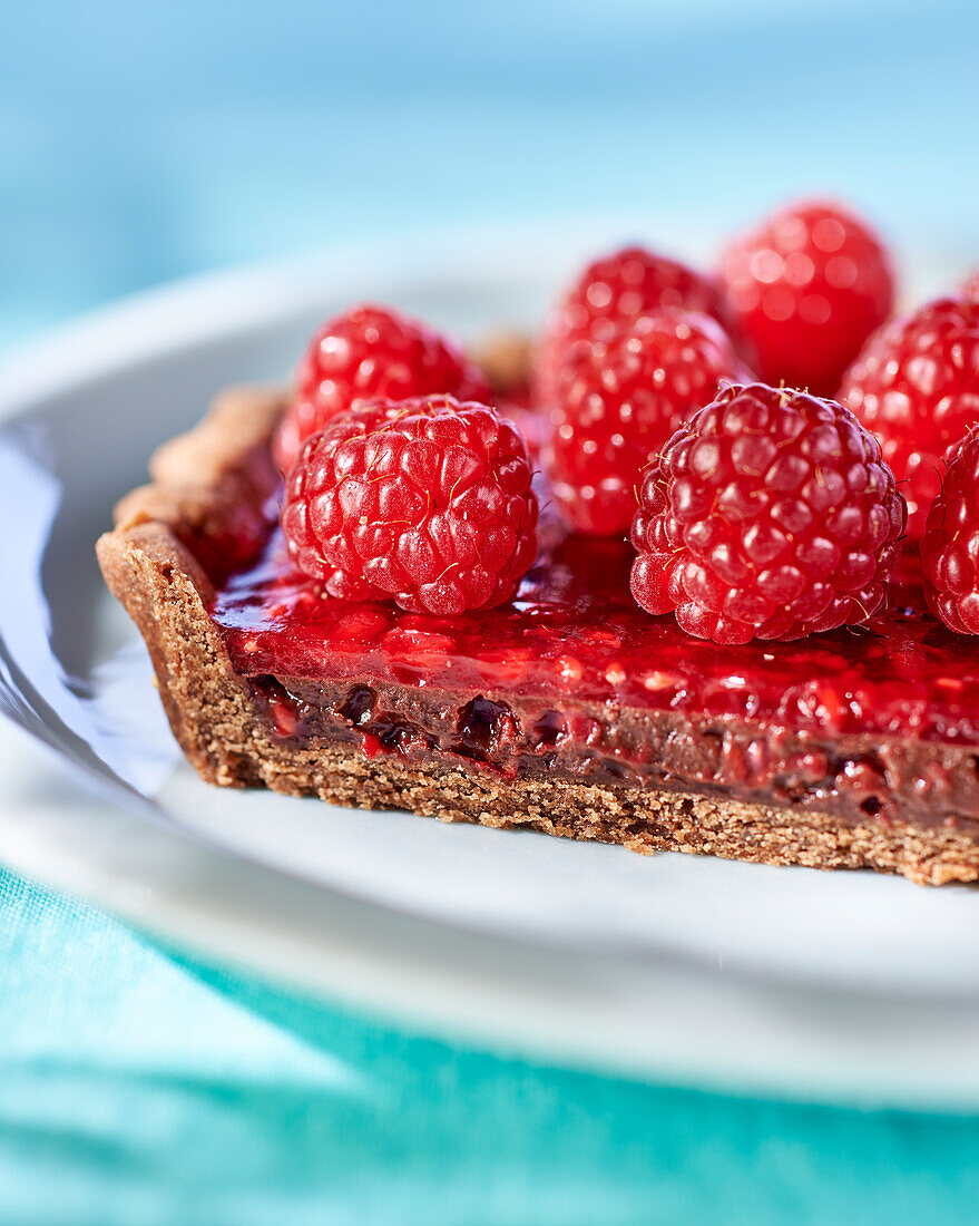 Raspberry and chocolate tart