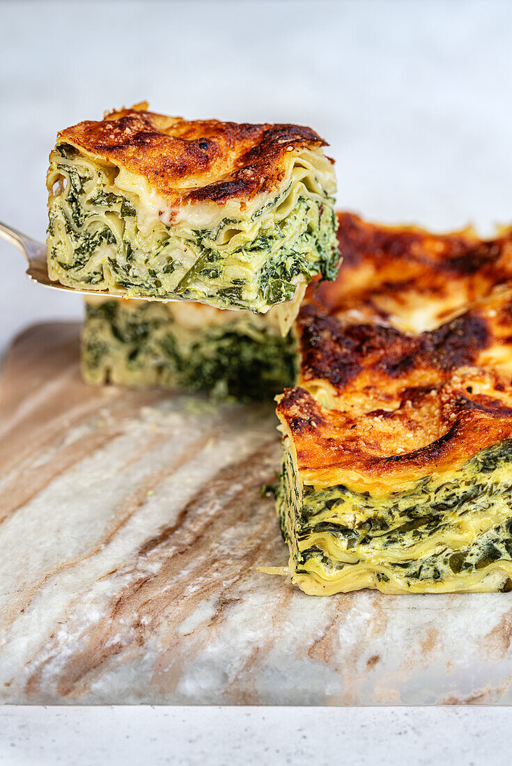 Spinach lasagna (cooked in hot air fryer)