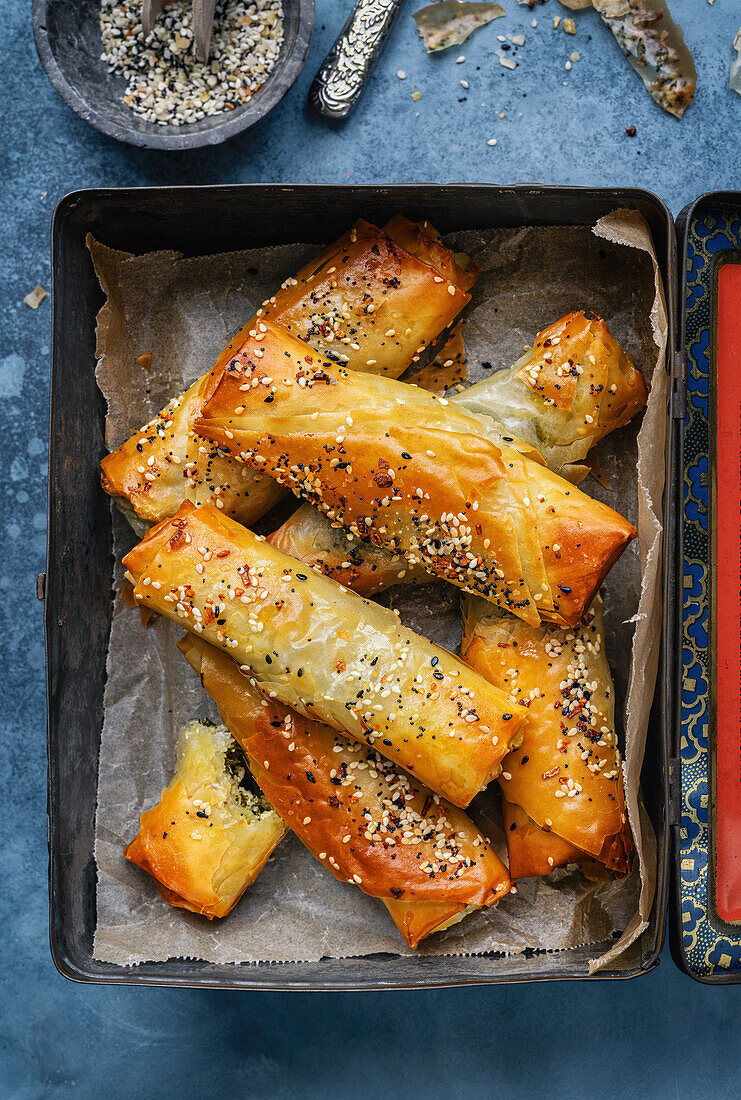 Spanakopita rolls (cooked in hot air fryer)